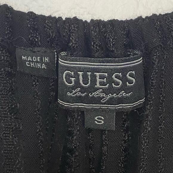 GUESS Black Cold Shoulder Peplum Blouse Size Small Business Casual Shabby Chic - Picture 12 of 12